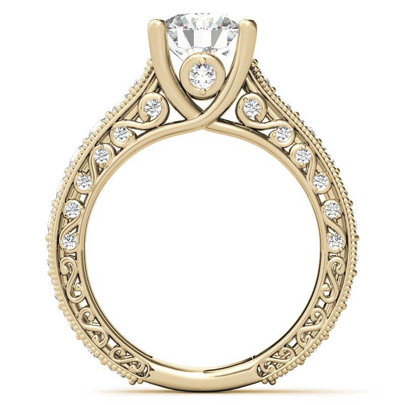 Round Antique Inspired Moissanite Engagement Ring