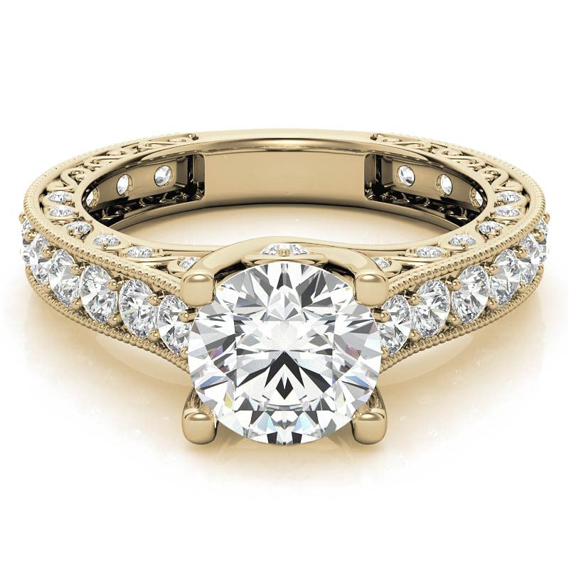 Round Antique Inspired Moissanite Engagement Ring