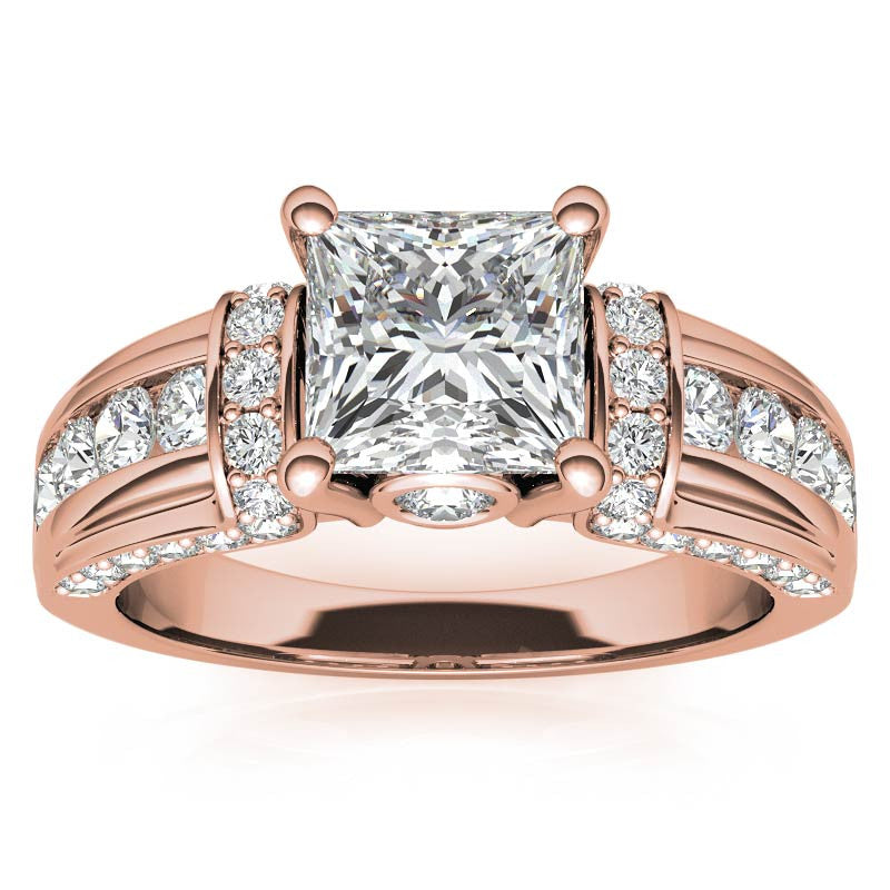 Princess Moiss and Sapphire/Ruby Moissanite Engagement Ring