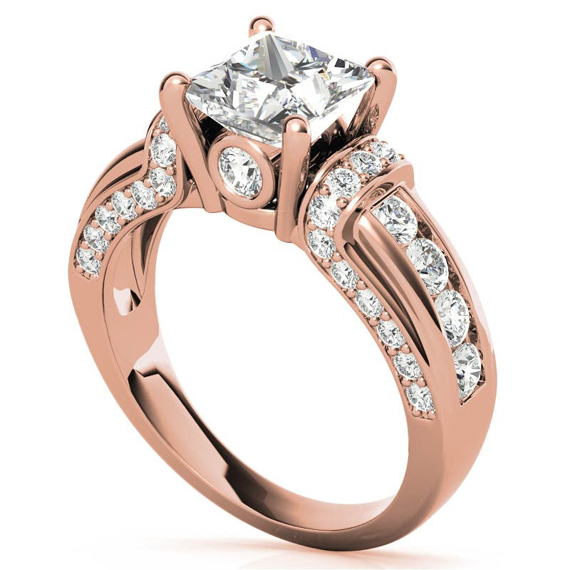 Princess Moiss and Sapphire/Ruby Moissanite Engagement Ring