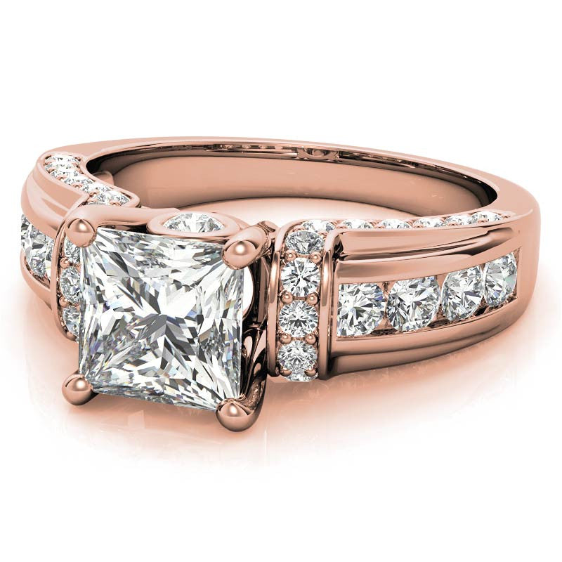 Princess Moiss and Sapphire/Ruby Moissanite Engagement Ring