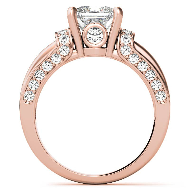 Princess Moiss and Sapphire/Ruby Moissanite Engagement Ring