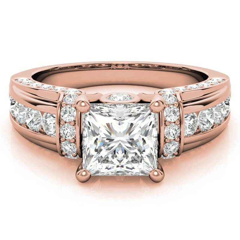 Princess Moiss and Sapphire/Ruby Moissanite Engagement Ring