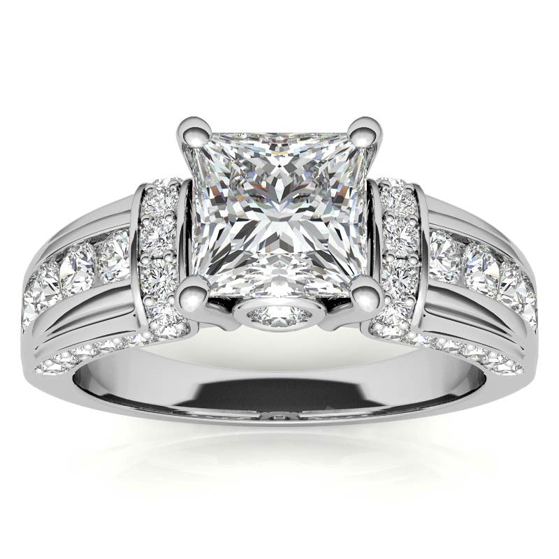 Princess Moiss and Sapphire/Ruby Moissanite Engagement Ring