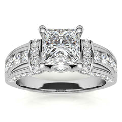 Princess Moiss and Sapphire/Ruby Moissanite Engagement Ring