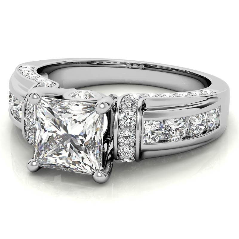 Princess Moiss and Sapphire/Ruby Moissanite Engagement Ring