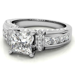 Princess Moiss and Sapphire/Ruby Moissanite Engagement Ring
