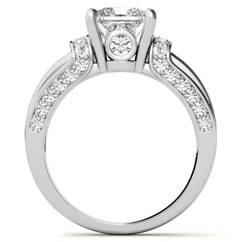 Princess Moiss and Sapphire/Ruby Moissanite Engagement Ring