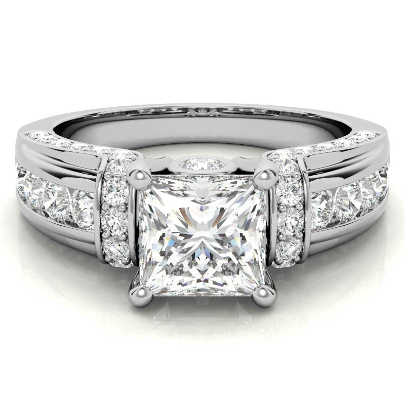 Princess Moiss and Sapphire/Ruby Moissanite Engagement Ring