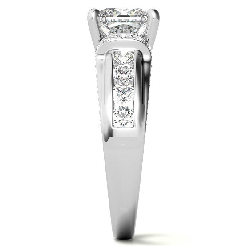 Princess Moiss and Sapphire/Ruby Moissanite Engagement Ring