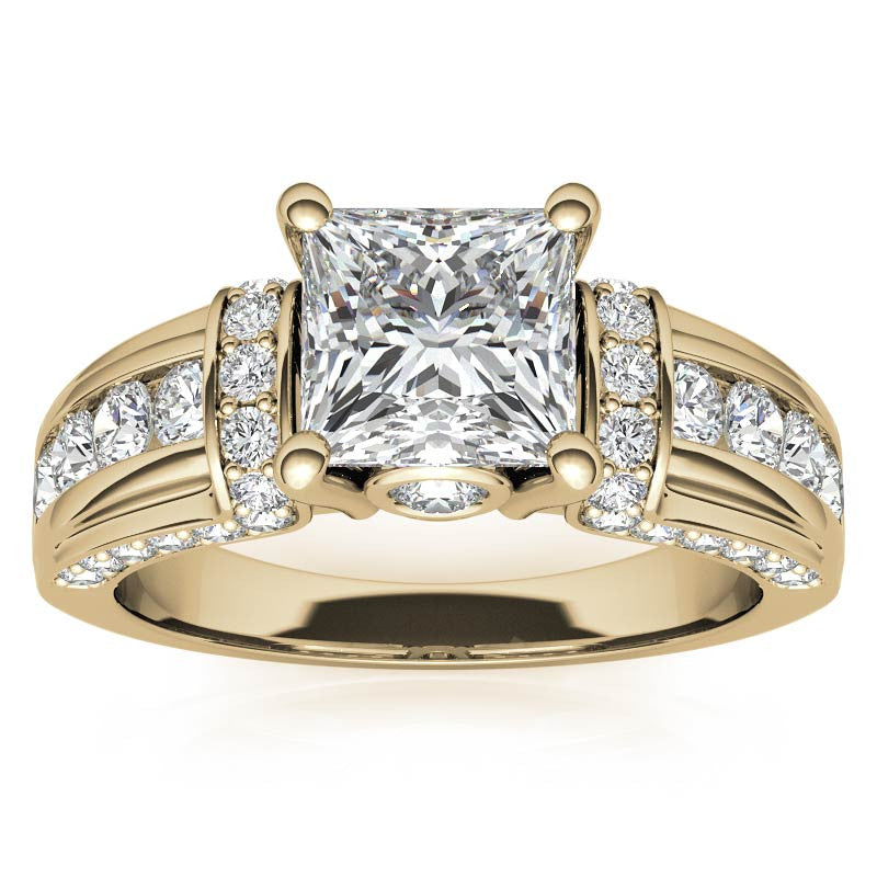 Princess Moiss and Sapphire/Ruby Moissanite Engagement Ring