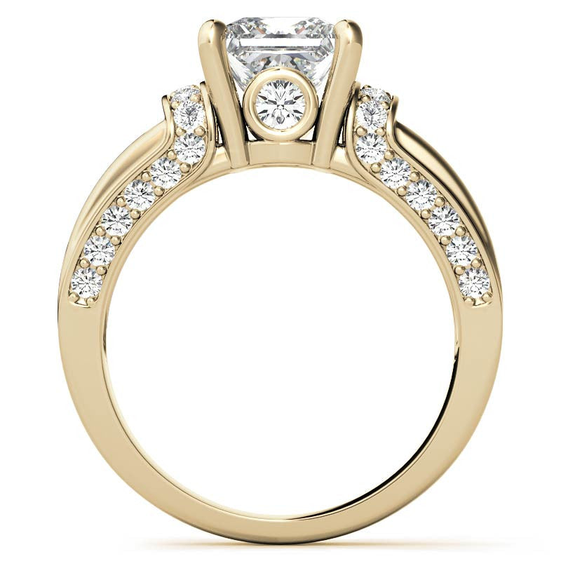 Princess Moiss and Sapphire/Ruby Moissanite Engagement Ring