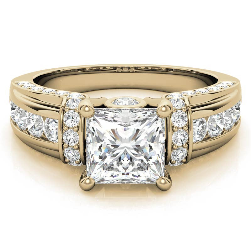 Princess Moiss and Sapphire/Ruby Moissanite Engagement Ring