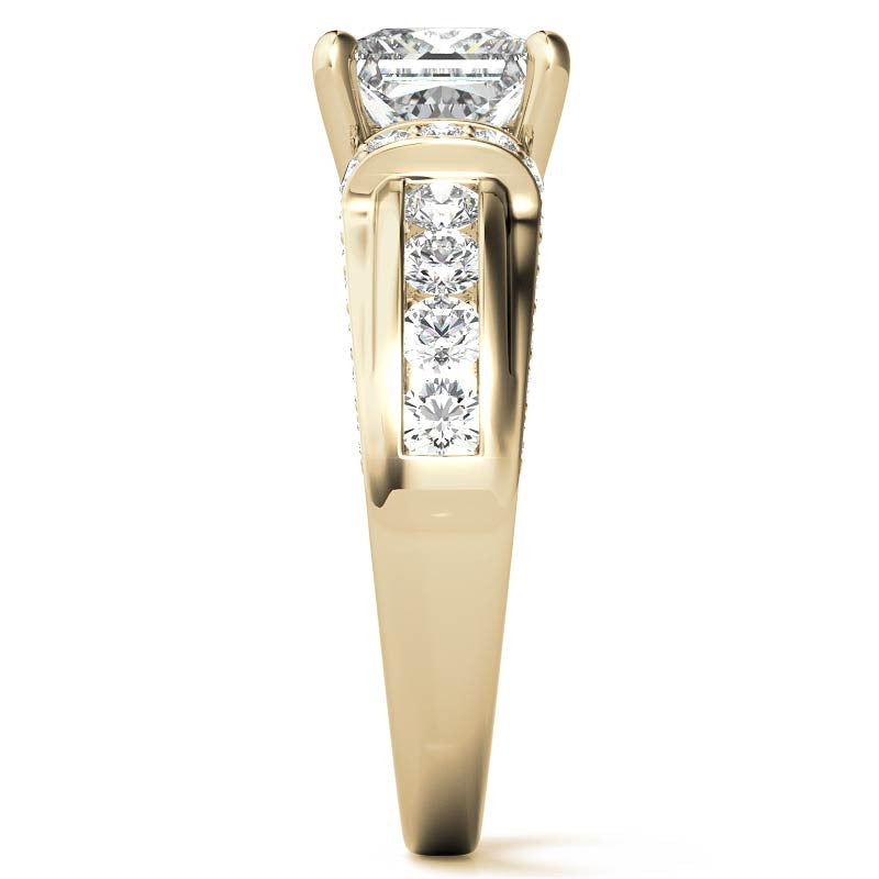 Princess Moiss and Sapphire/Ruby Moissanite Engagement Ring