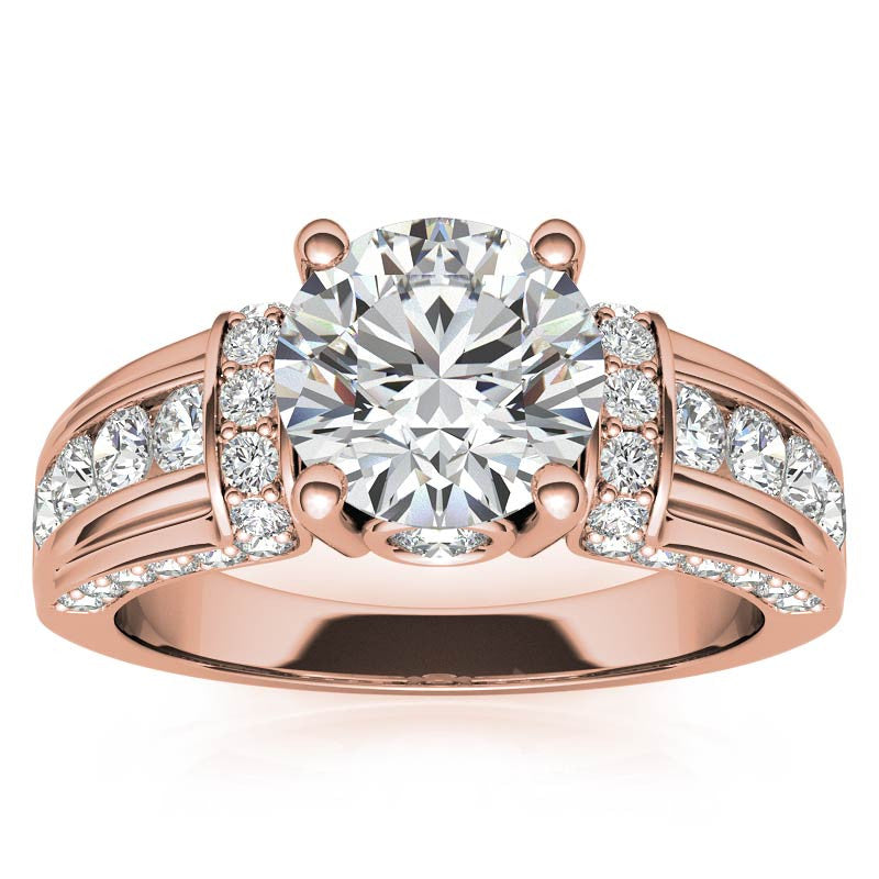 Round Brilliant Moissanite & Sapphire/Ruby Moissanite Engagement Ring