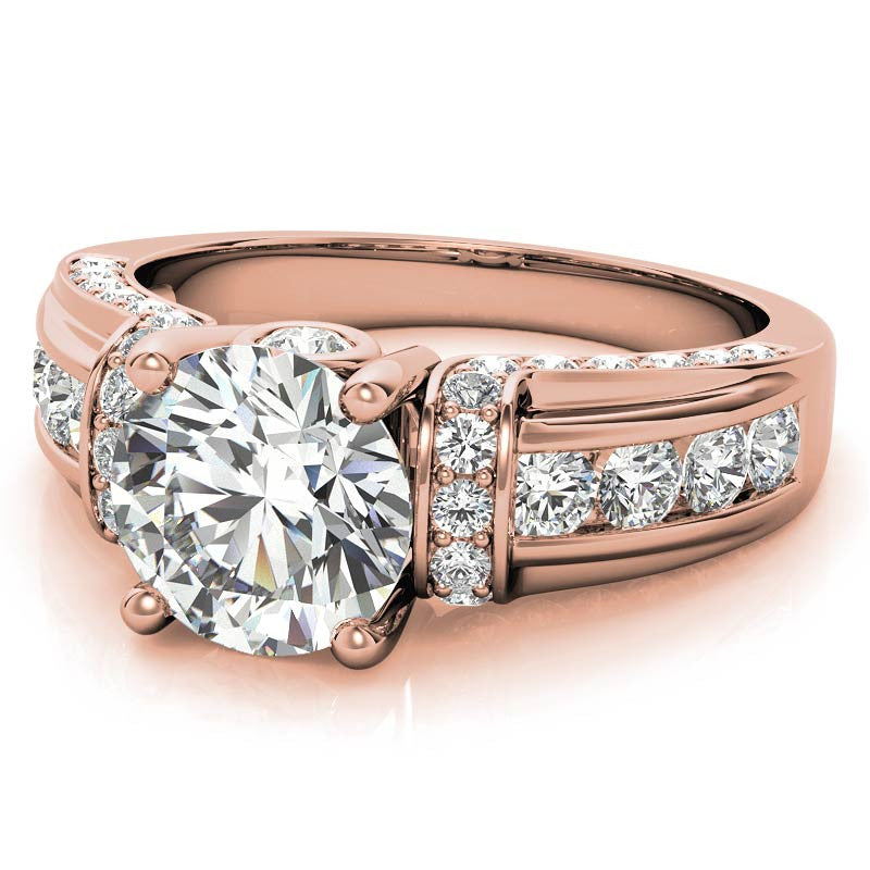 Round Brilliant Moissanite & Sapphire/Ruby Moissanite Engagement Ring