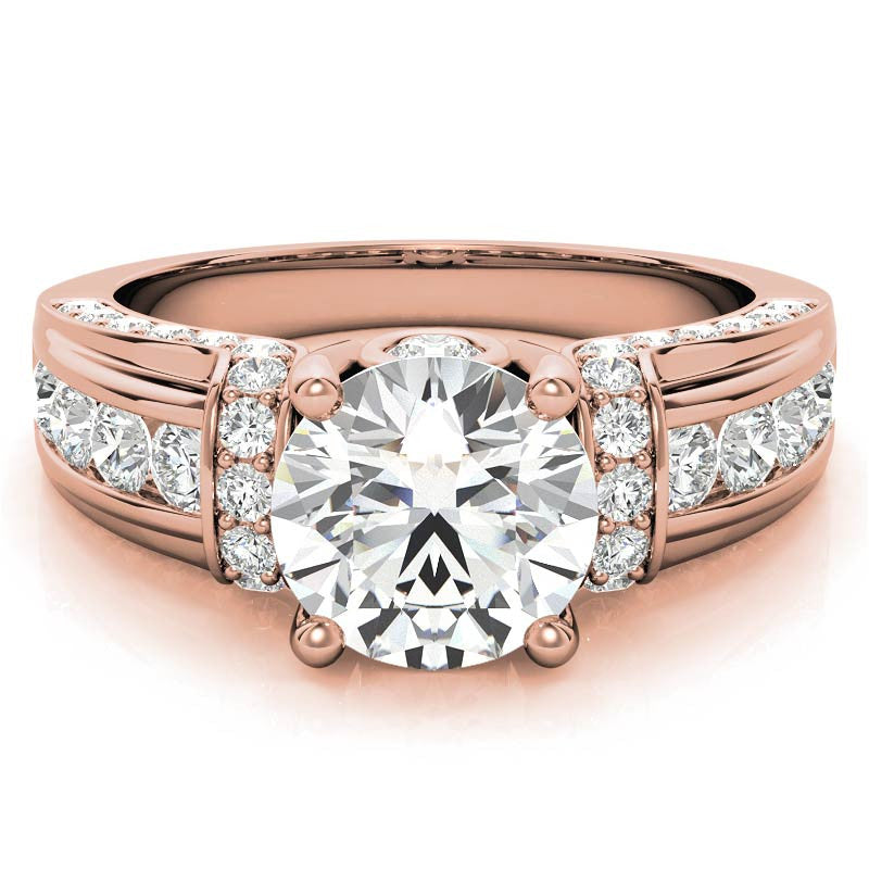 Round Brilliant Moissanite & Sapphire/Ruby Moissanite Engagement Ring