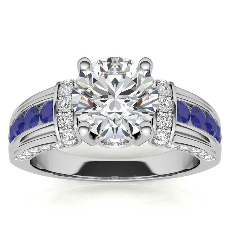 Round Brilliant Moissanite & Sapphire/Ruby Moissanite Engagement Ring