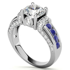 Round Brilliant Moissanite & Sapphire/Ruby Moissanite Engagement Ring