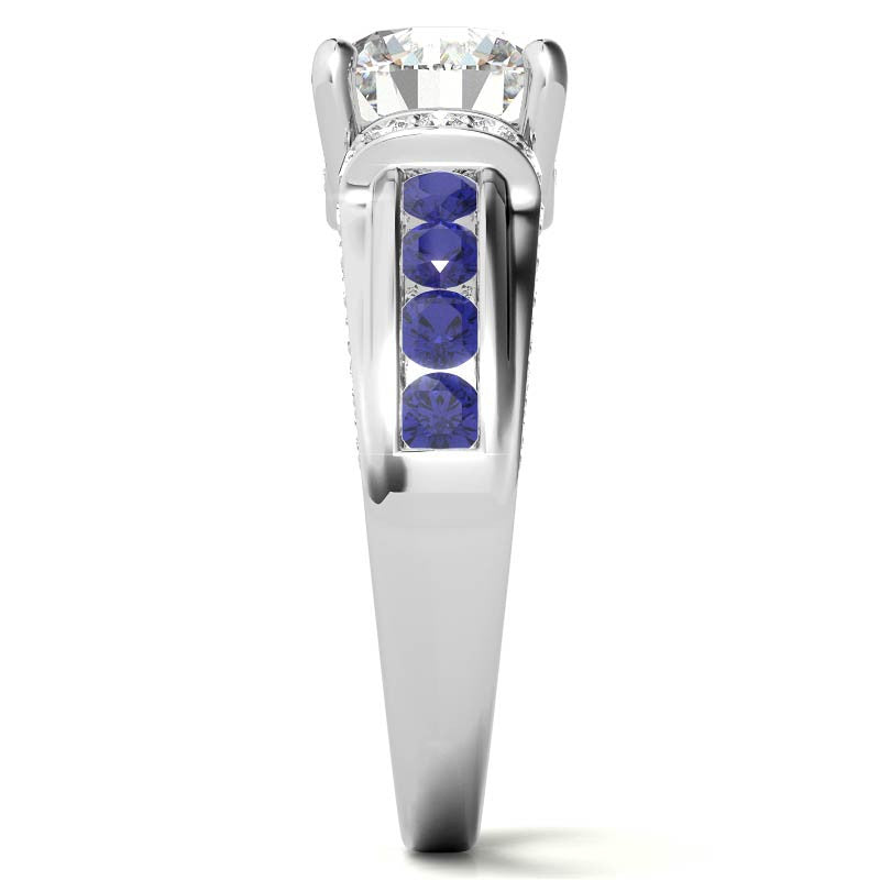 Round Brilliant Moissanite & Sapphire/Ruby Moissanite Engagement Ring