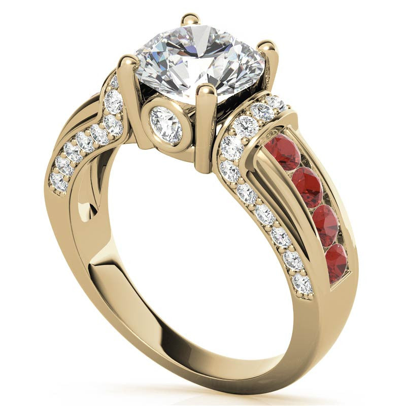 Round Brilliant Moissanite & Sapphire/Ruby Moissanite Engagement Ring