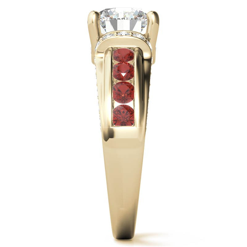 Round Brilliant Moissanite & Sapphire/Ruby Moissanite Engagement Ring