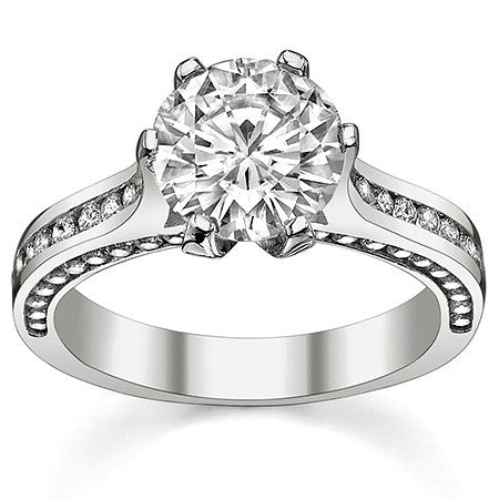Round 6-Prong Trellis Moissanite Engagement Ring