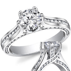 Round 6-Prong Trellis Moissanite Engagement Ring