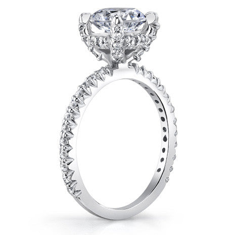 Round Pave Style Moissanite Engagement Ring