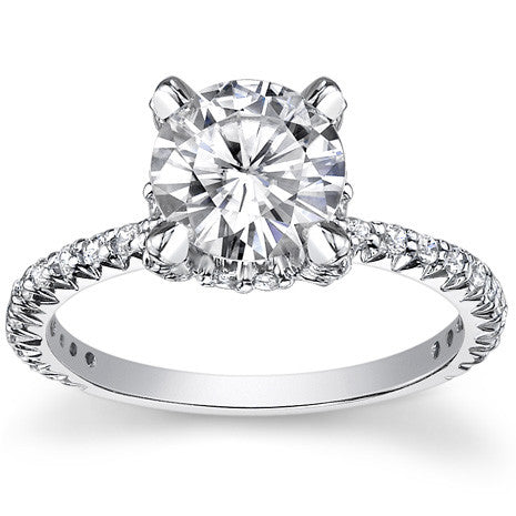 Round Pave Style Moissanite Engagement Ring