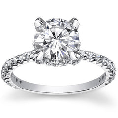 Round Pave Style Moissanite Engagement Ring