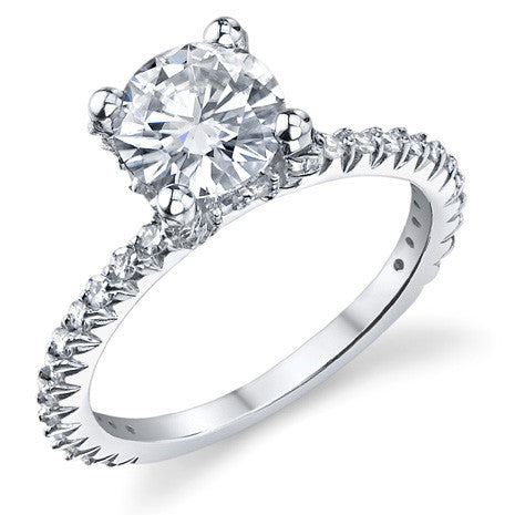 Round Pave Style Moissanite Engagement Ring