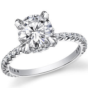 Round Pave Style Moissanite Engagement Ring