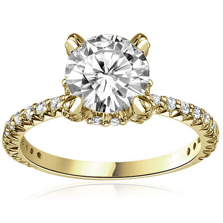 Round Pave Style Moissanite Engagement Ring