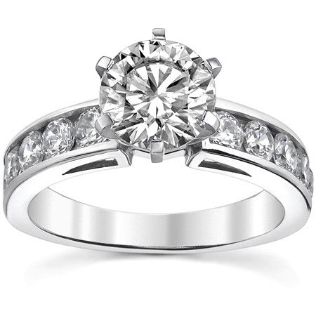 Round Brilliant Moissanite Channel-Set Engagement Ring (1ct, 3mm)