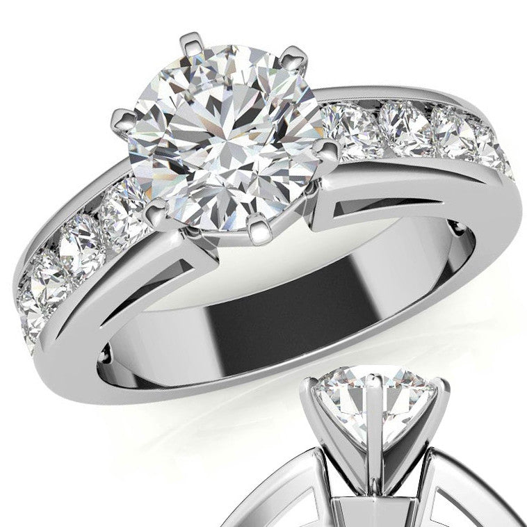 Round Brilliant Moissanite Channel-Set Engagement Ring (1ct, 3mm)