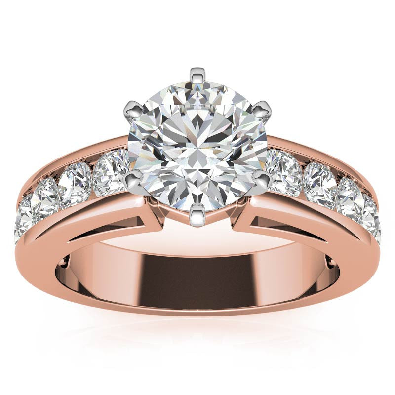 Round Brilliant Moissanite Channel-Set Engagement Ring (1ct, 3mm)
