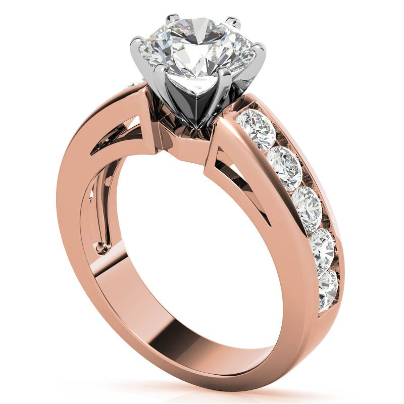 Round Brilliant Moissanite Channel-Set Engagement Ring (1ct, 3mm)