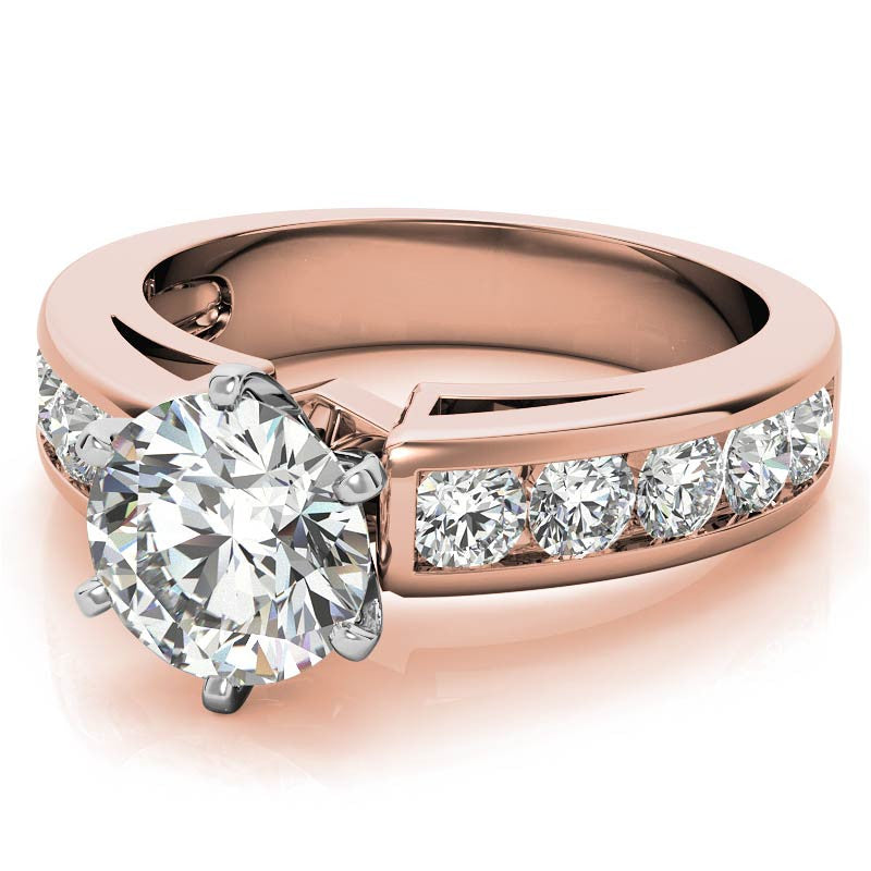 Round Brilliant Moissanite Channel-Set Engagement Ring (1ct, 3mm)