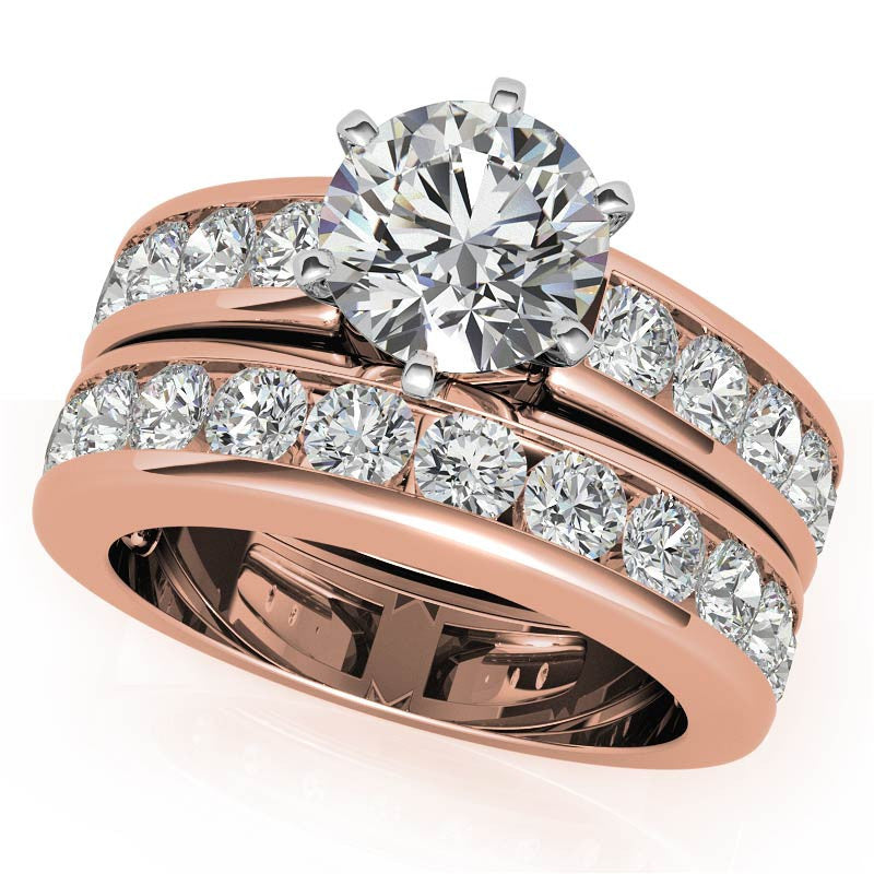 Round Brilliant Moissanite Channel-Set Engagement Ring (1ct, 3mm)