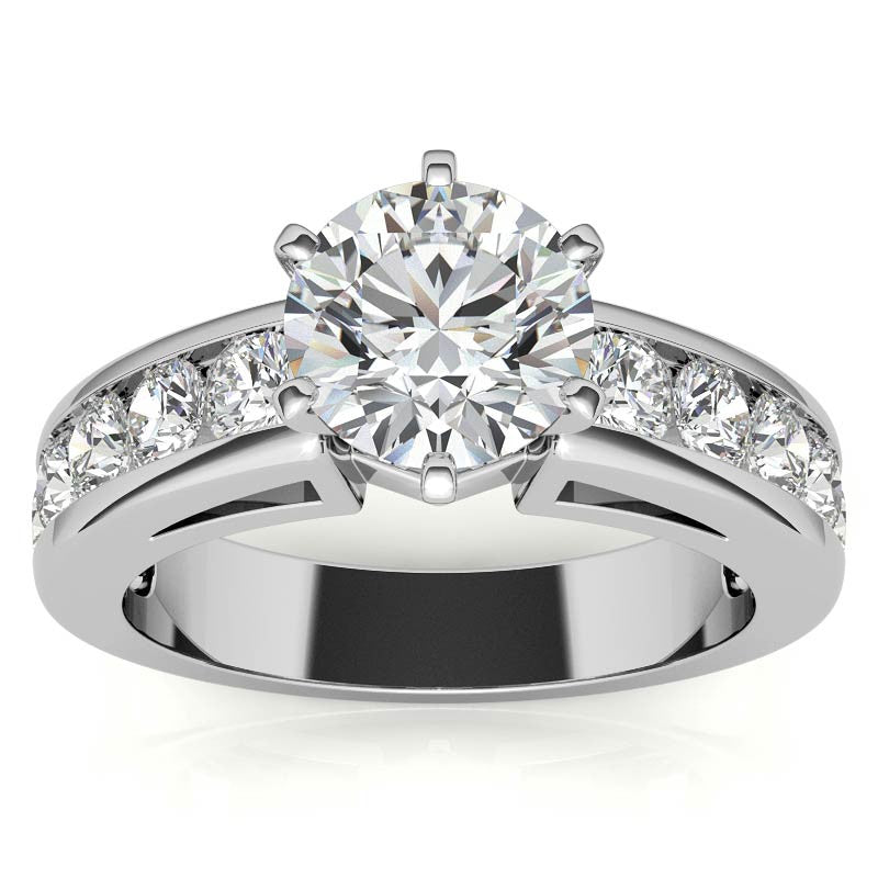 Round Brilliant Moissanite Channel-Set Engagement Ring (1ct, 3mm)