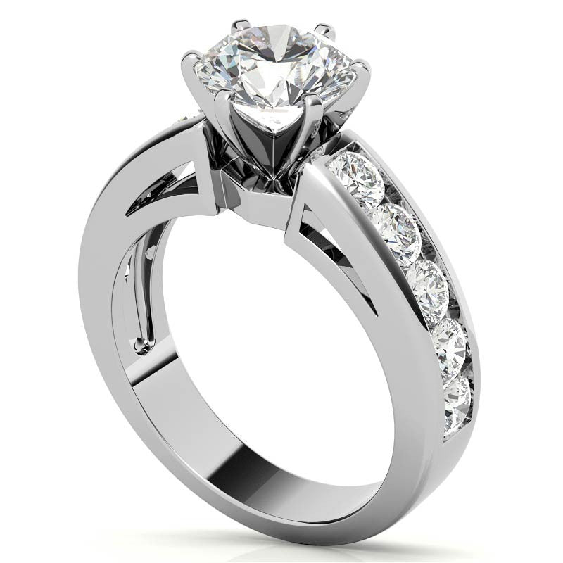 Round Brilliant Moissanite Channel-Set Engagement Ring (1ct, 3mm)