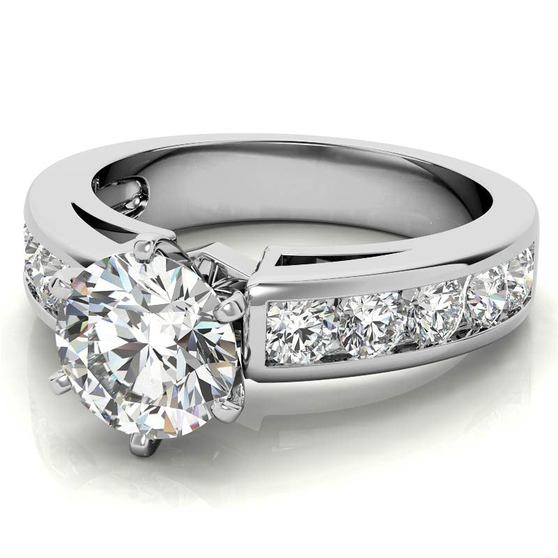 Round Brilliant Moissanite Channel-Set Engagement Ring (1ct, 3mm)
