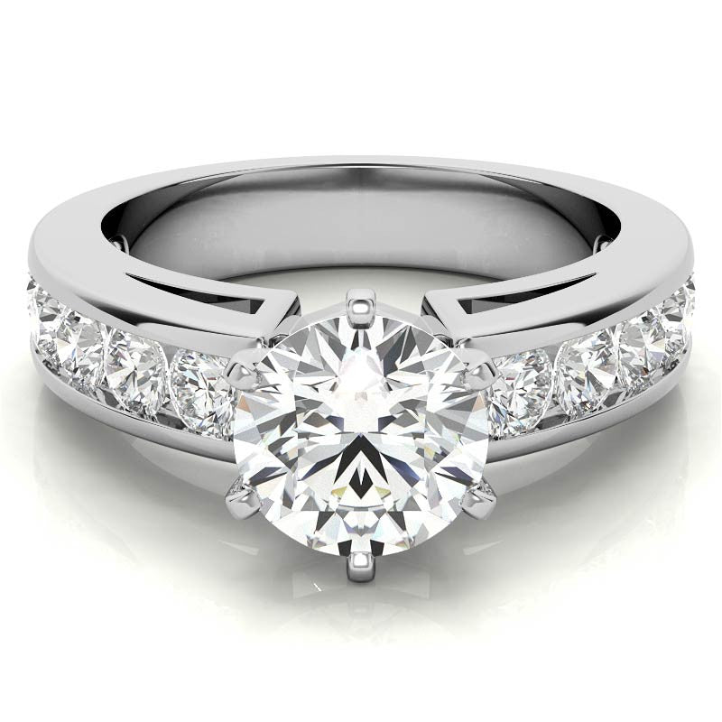 Round Brilliant Moissanite Channel-Set Engagement Ring (1ct, 3mm)