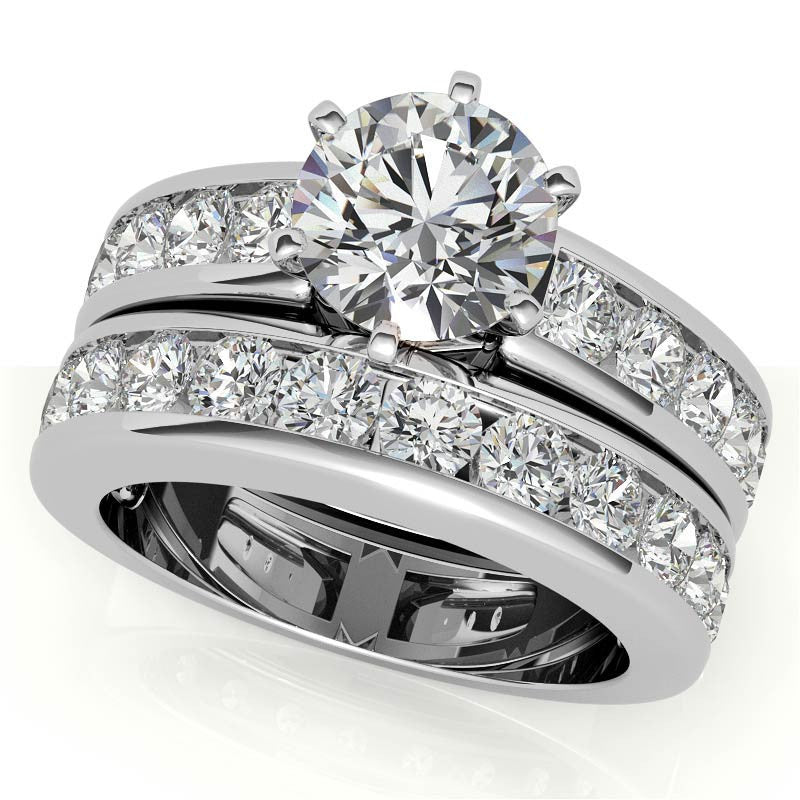 Round Brilliant Moissanite Channel-Set Engagement Ring (1ct, 3mm)