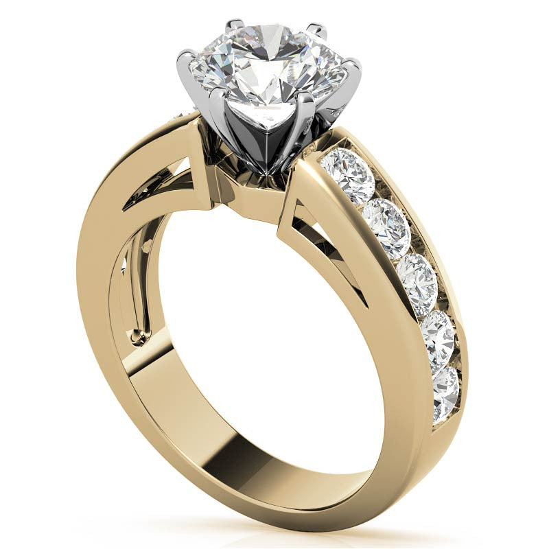 Round Brilliant Moissanite Channel-Set Engagement Ring (1ct, 3mm)