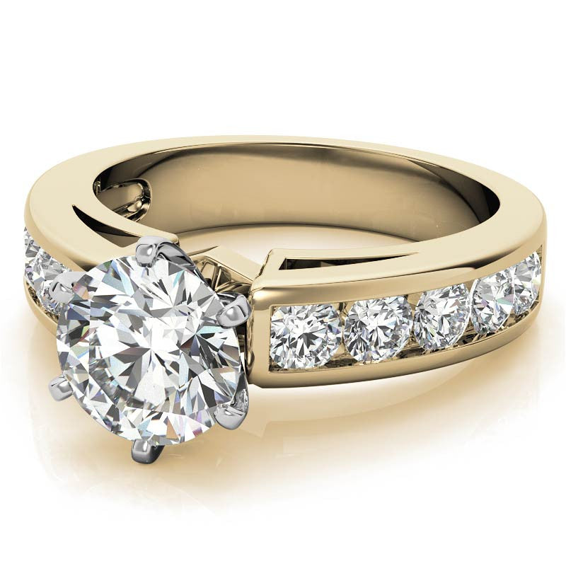 Round Brilliant Moissanite Channel-Set Engagement Ring (1ct, 3mm)