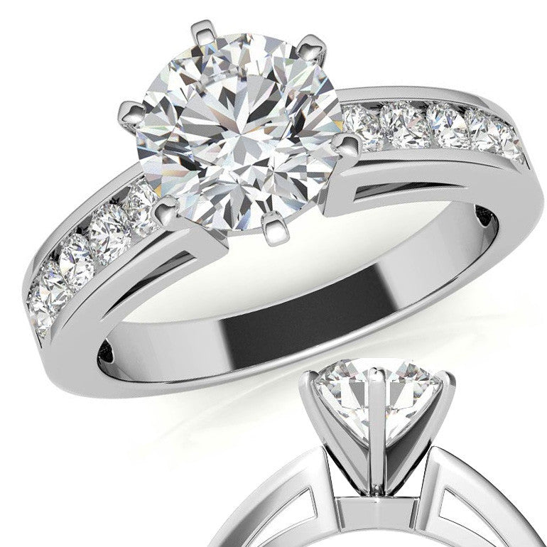 Round Brilliant Moissanite Channel-Set Engagement Ring (0.6ct, 2.5mm)