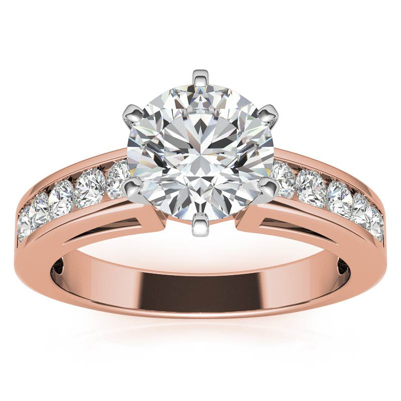 Round Brilliant Moissanite Channel-Set Engagement Ring (0.6ct, 2.5mm)