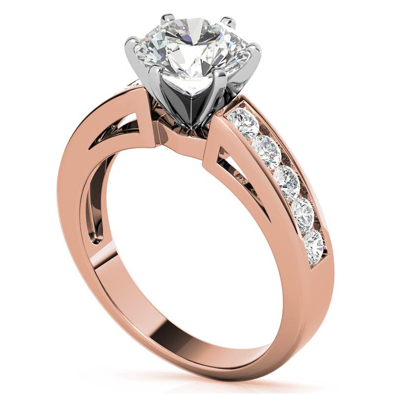 Round Brilliant Moissanite Channel-Set Engagement Ring (0.6ct, 2.5mm)